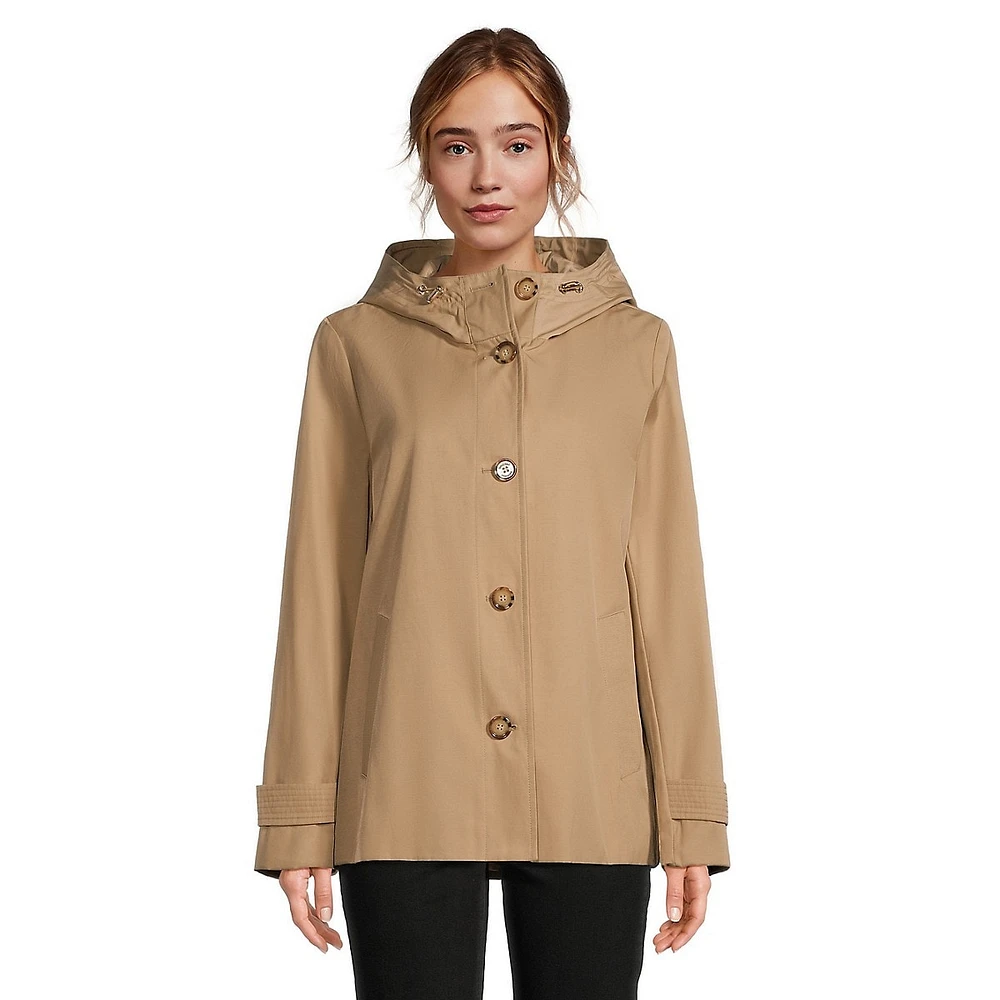 Hooded A-Line Short Rain Jacket