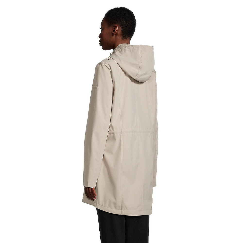 Hooded Drop-Tail Rain Jacket