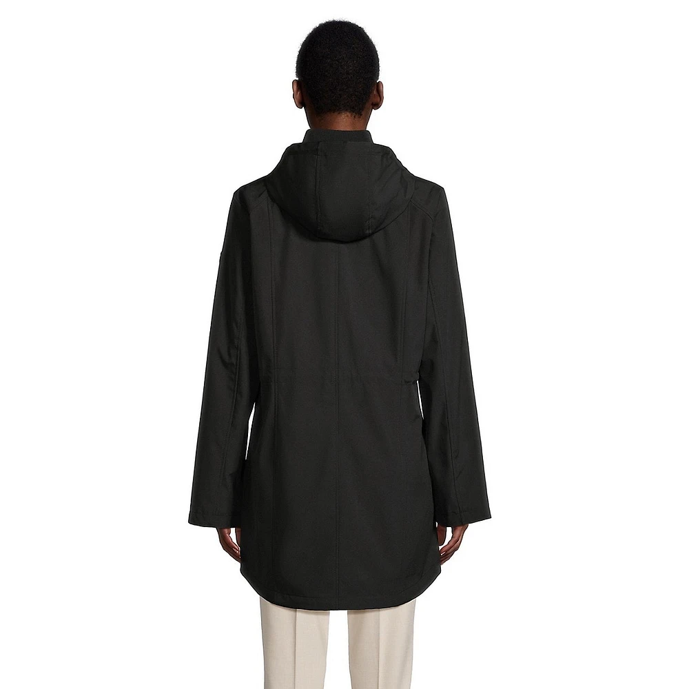 Hooded Drop-Tail Rain Jacket