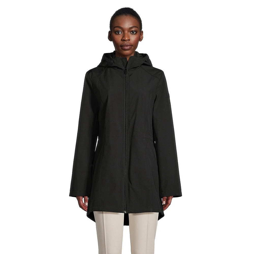 Hooded Drop-Tail Rain Jacket