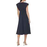 Ruched Scuba Crepe Fit-&-Flare Dress