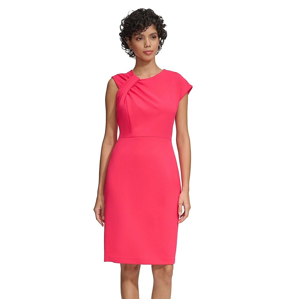 Asymmetrical-Knot Sheath Dress