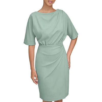 Dolman Faux Wrap Scuba Crepe Dress