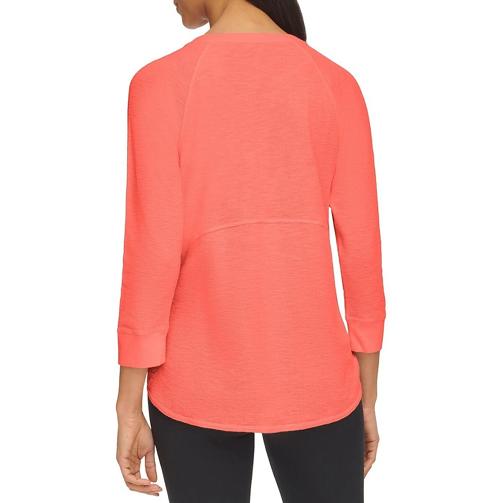 Mini Waffle Three-Quarter-Sleeve T-Shirt