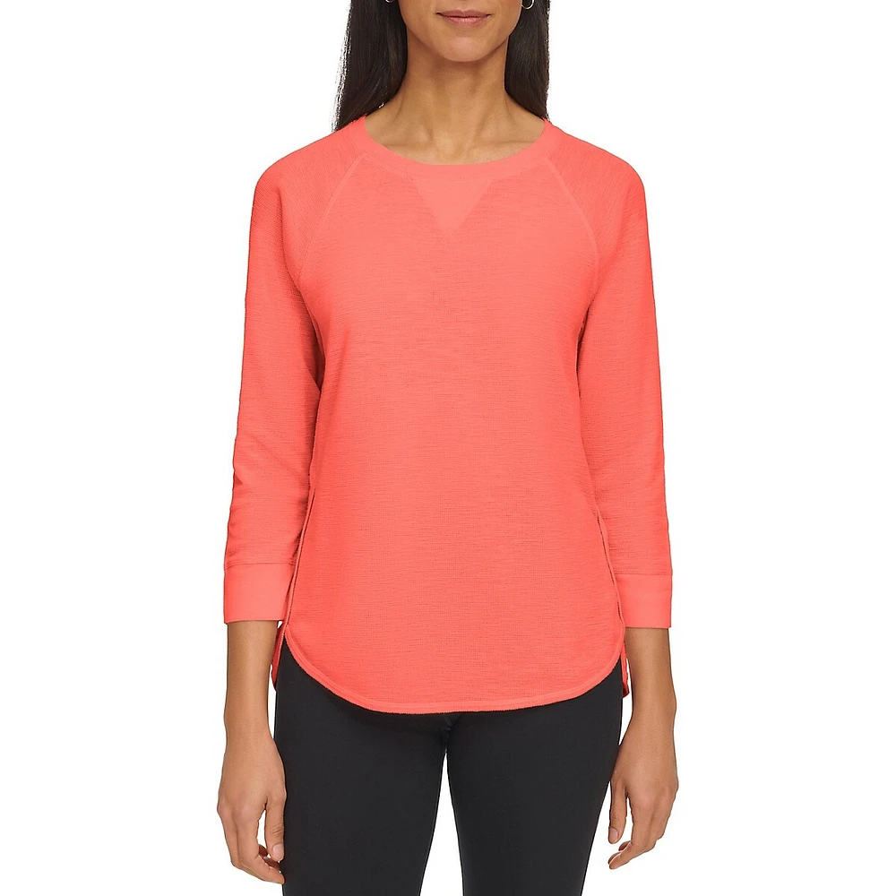 Mini Waffle Three-Quarter-Sleeve T-Shirt