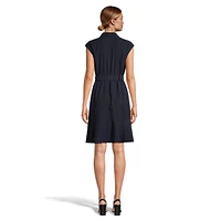 Short-Sleeve Flutter-Hem Shirt Dress