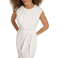 Scuba Crepe Belted Sheath Dress