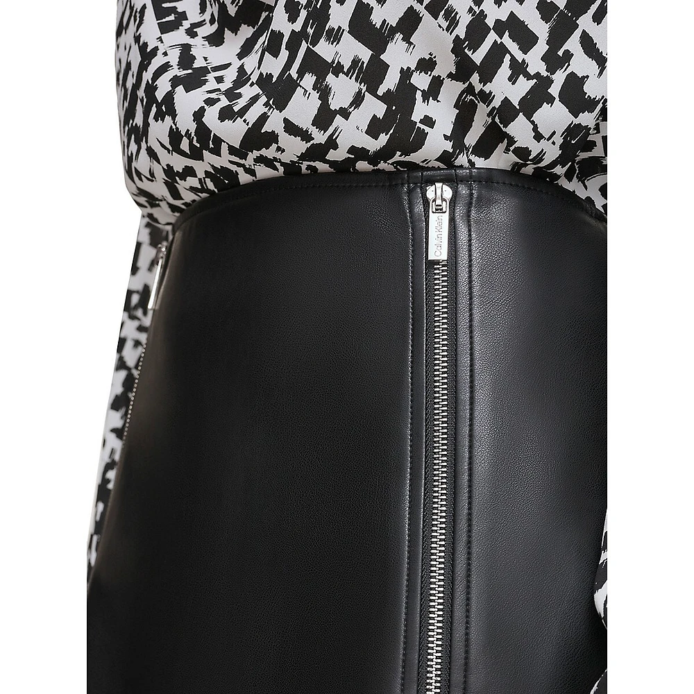 Faux Leather Zipped Mini Skirt