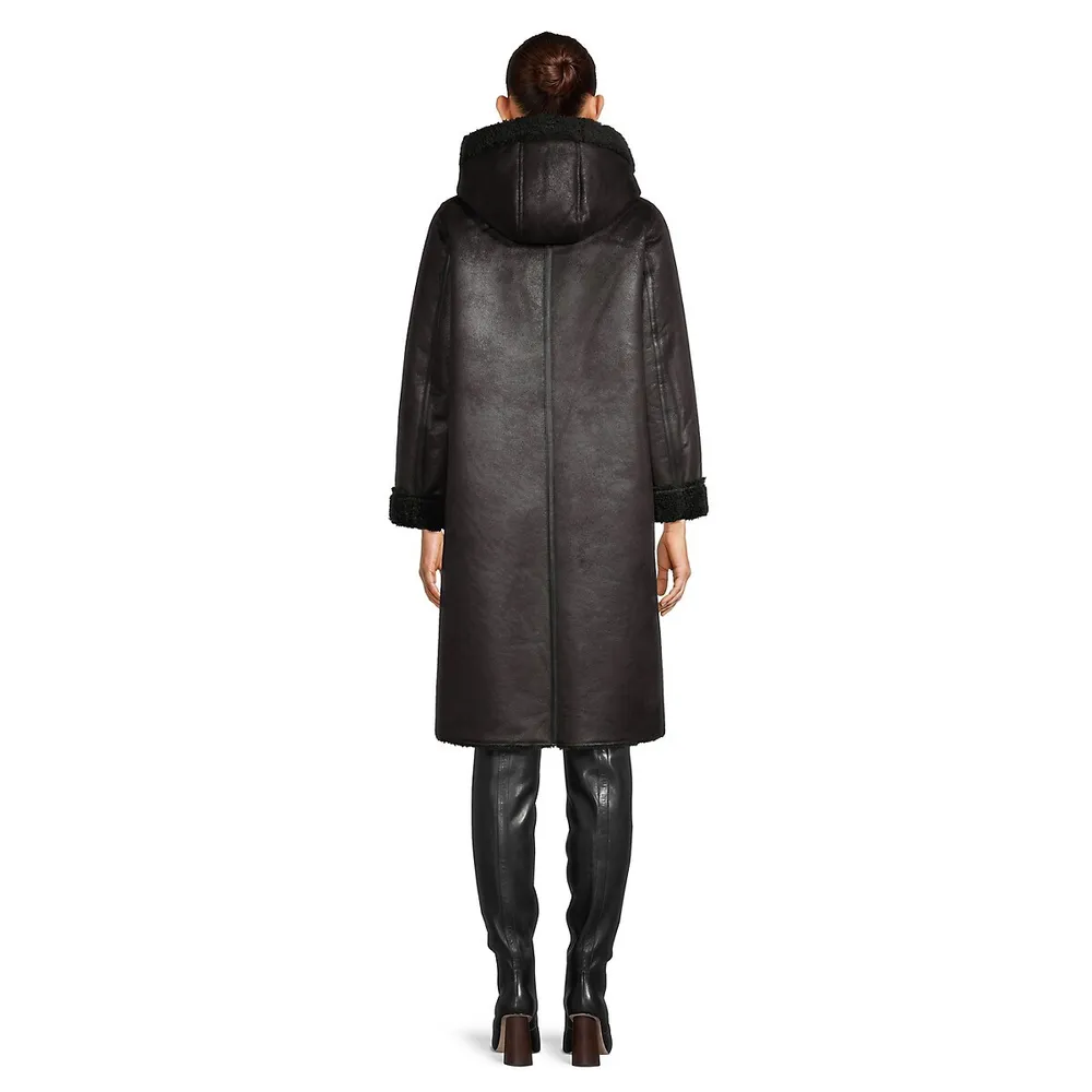 Faux Shearling Hooded Coat