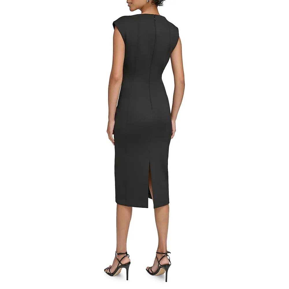 Scuba Crepe Sweetheart Midi Sheath Dress