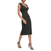 Scuba Crepe Sweetheart Midi Sheath Dress