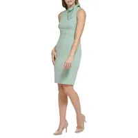 Sleeveless Tie-Neck Sheath Dress