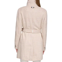 Woollen Stand-Collar Belted Coat