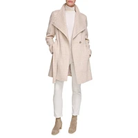 Woollen Stand-Collar Belted Coat