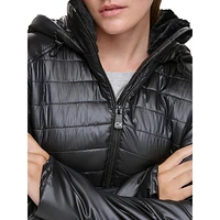 Hooded Puffer Jacket With Scuba Side Panels