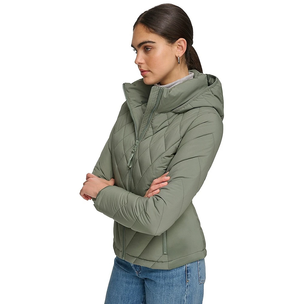 Packable Mixed-Media Puffer Jacket