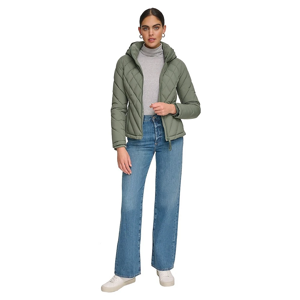 Packable Mixed-Media Puffer Jacket