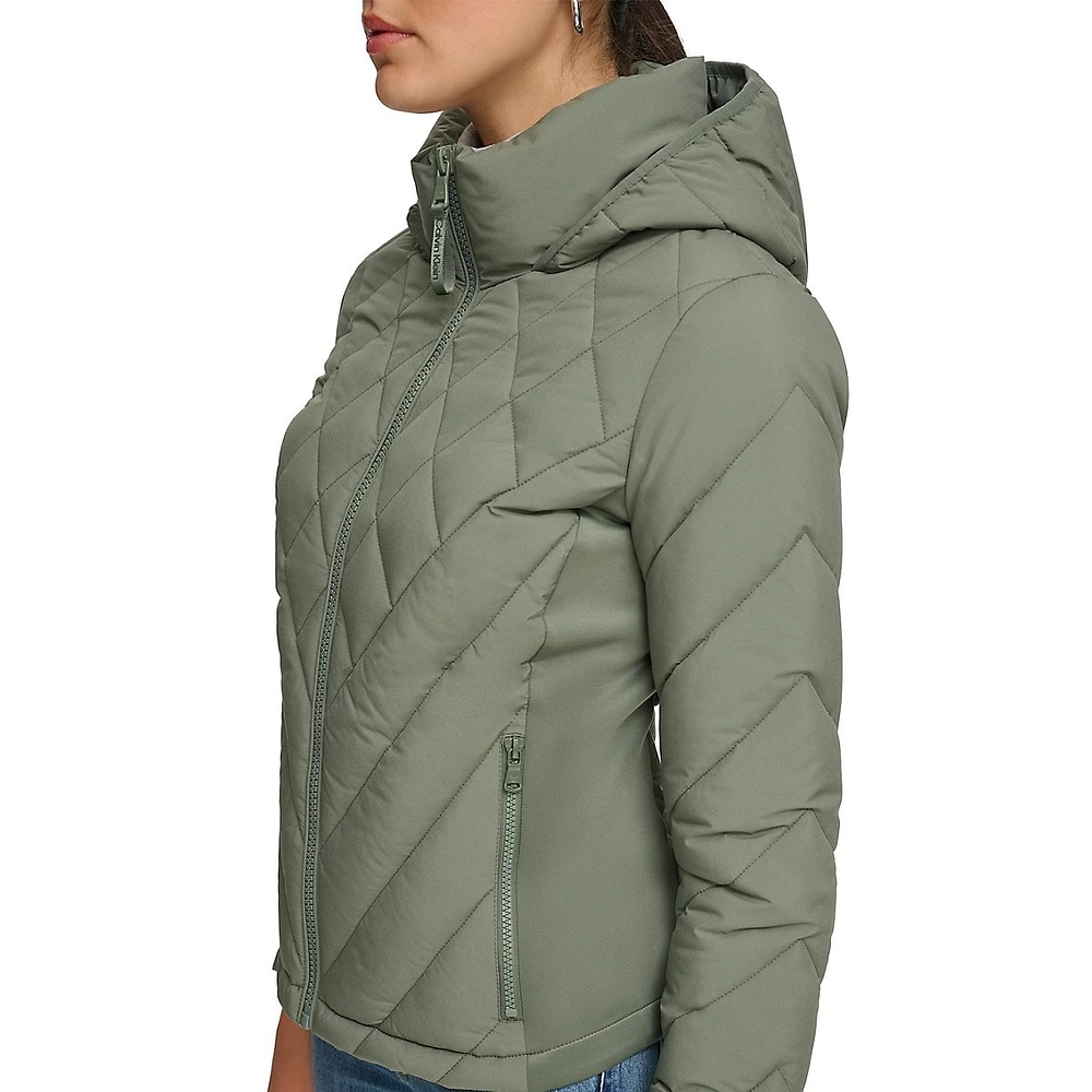 Packable Mixed-Media Puffer Jacket