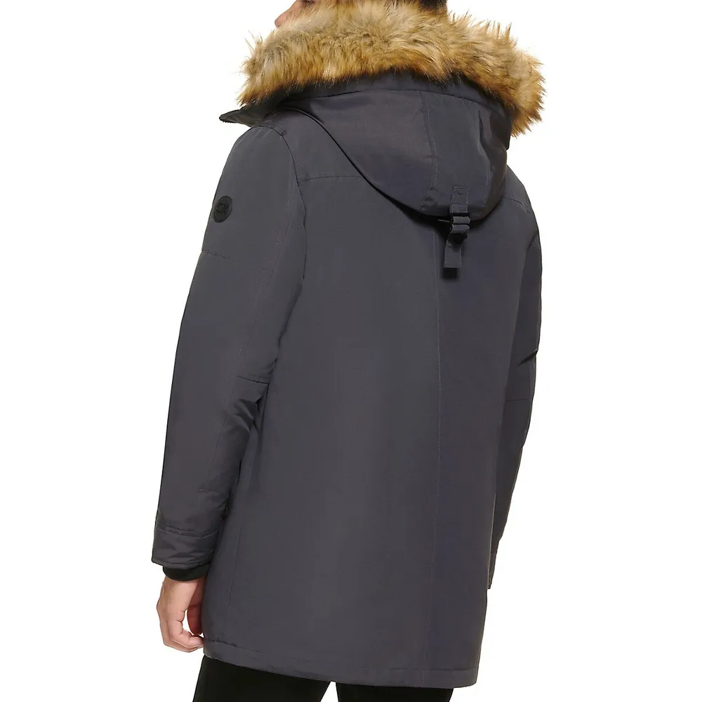 Arctic Faille Faux Fur-Trimmed Hood Parka