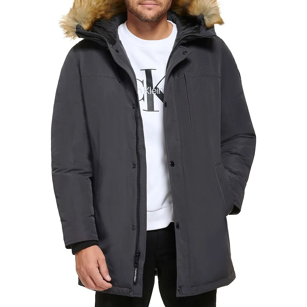 Arctic Faille Faux Fur-Trimmed Hood Parka