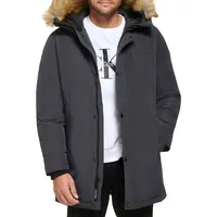 Arctic Faille Faux Fur-Trimmed Hood Parka