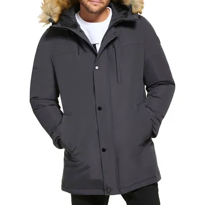 Arctic Faille Faux Fur-Trimmed Hood Parka