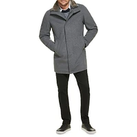 Urban Walking Coat with Faux Fur-Lined Collar