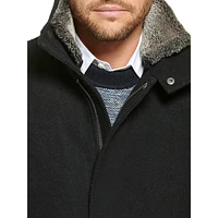 Urban Walking Coat with Faux Fur-Lined Collar