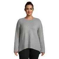 Plus Cable Knit-Sleeve Sweater