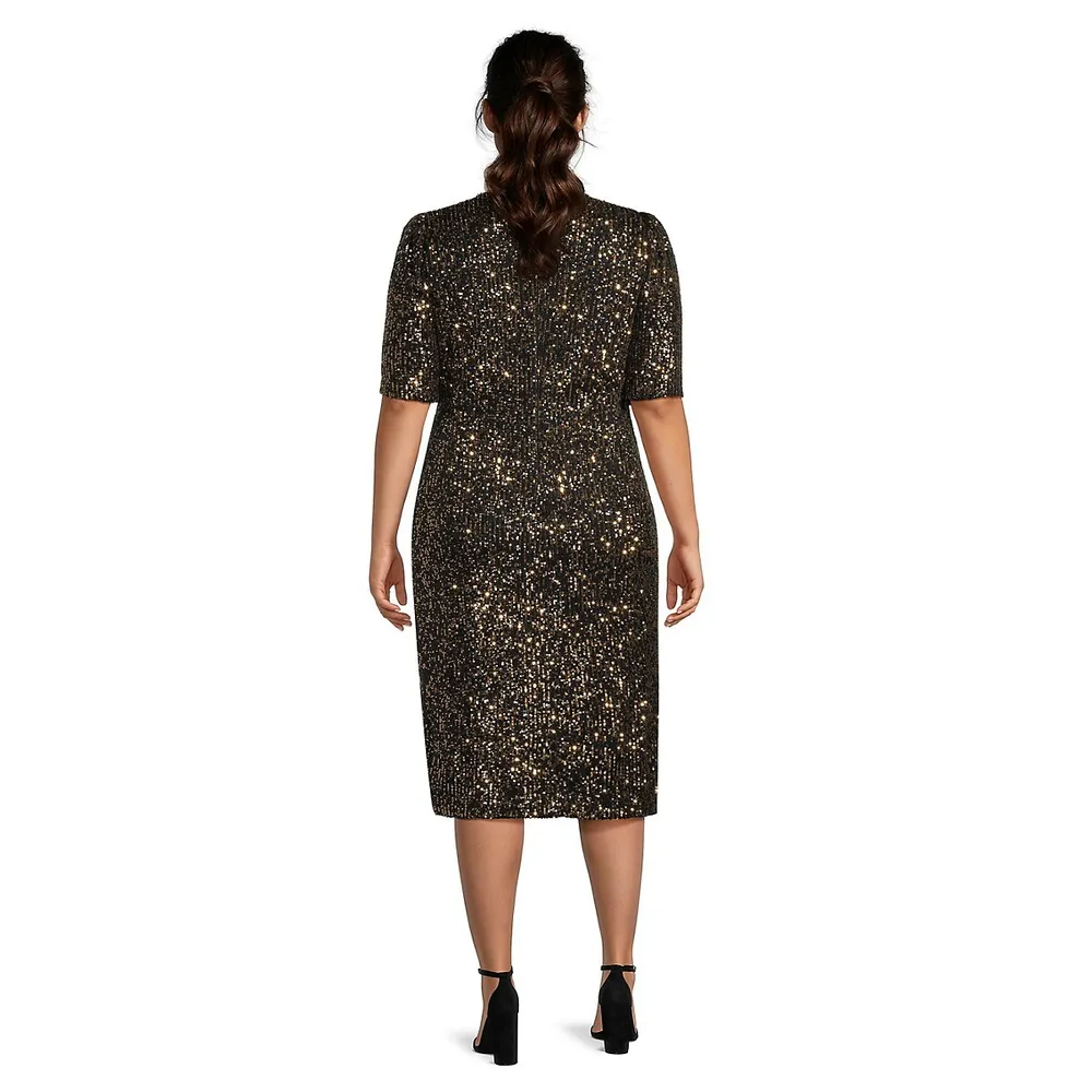 Plus Sequin Knit Cocktail Dress