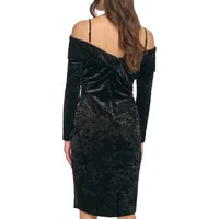 Velvet Off-Shoulder Sheath Dress