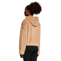 Faux Shearling Zip-Front Hooded Jacket