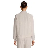 Brushed Rib Highneck Quarter-Zip Top