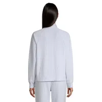 Brushed Rib Highneck Quarter-Zip Top