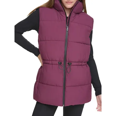 Oversized Quilted High-Low Puffer Vest
