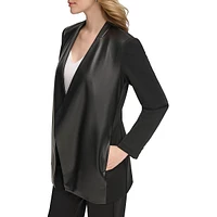 Faux Leather & Scuba Crepe Blazer