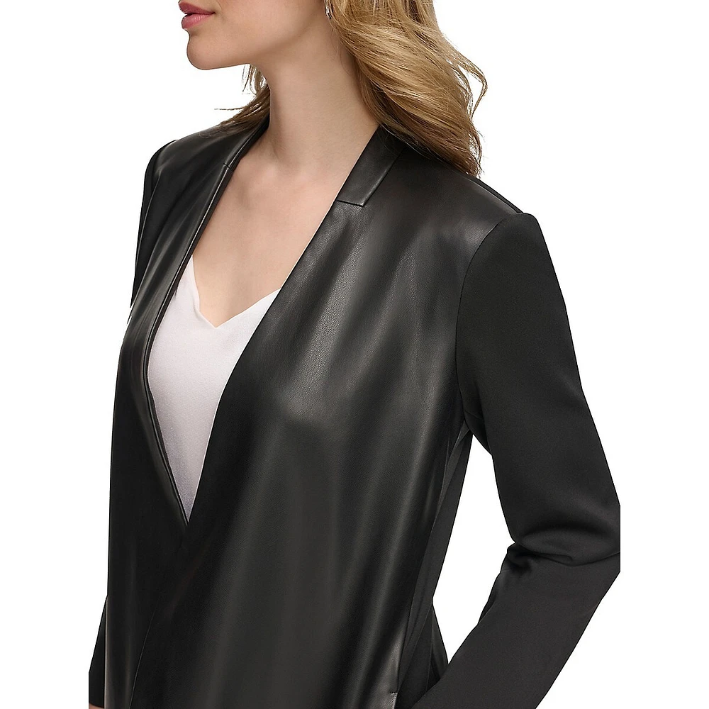 Faux Leather & Scuba Crepe Blazer