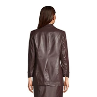 Faux Leather Lapel Jacket