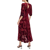 Burnout Velvet High-Low Midi Dress