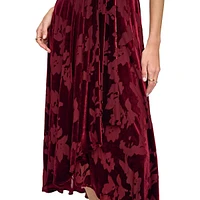 Burnout Velvet High-Low Midi Dress