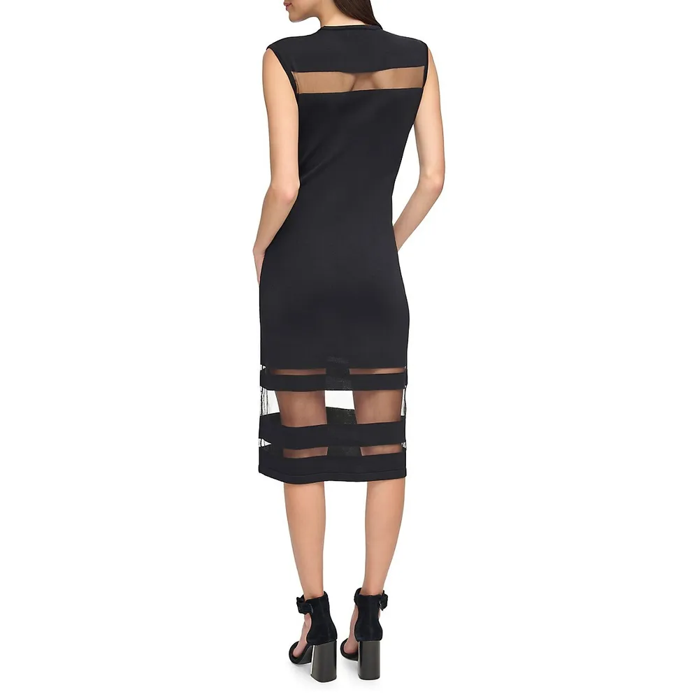 Sheer-Panel Knit Dress