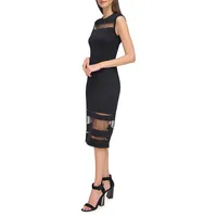 Sheer-Panel Knit Dress