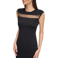 Sheer-Panel Knit Dress