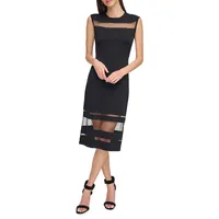 Sheer-Panel Knit Dress