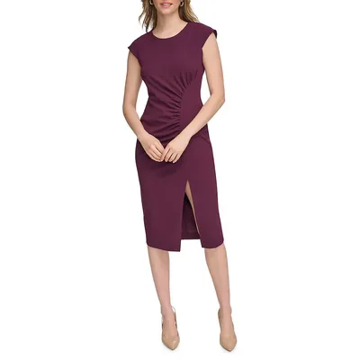 Calvin Klein Women's Purple Burnout Velvet Midi Dress