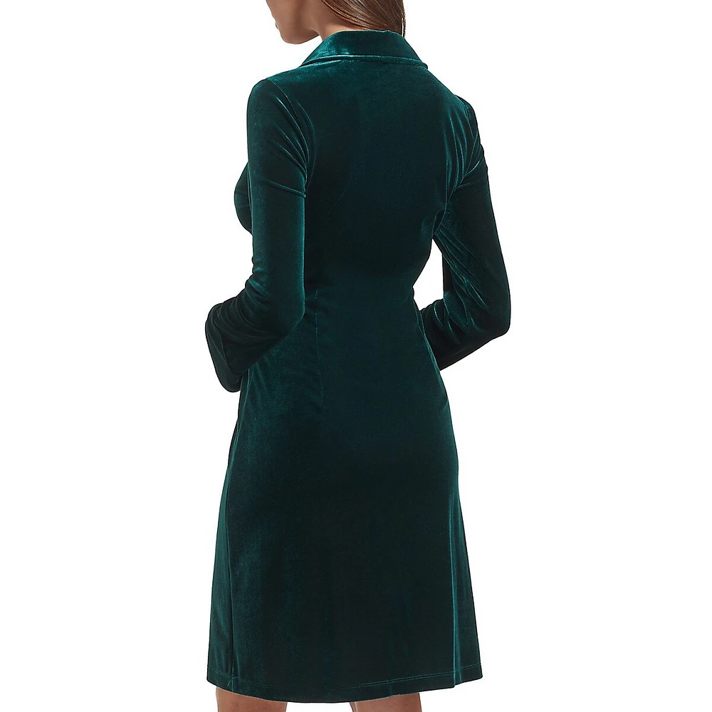 Knotted-Front Velvet Sheath Dress