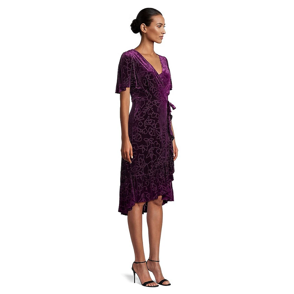 Wrap-Front Jacquard Dress