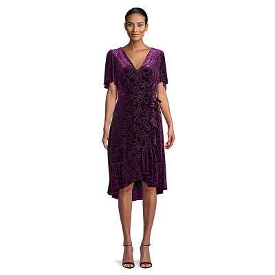 Wrap-Front Jacquard Dress