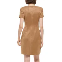 Zip-Front Sueded Dress