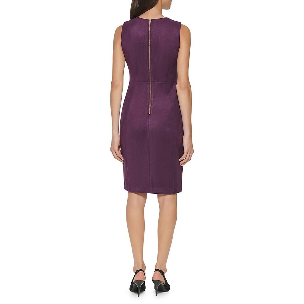 Sueded Scuba Crepe Sheath Dress